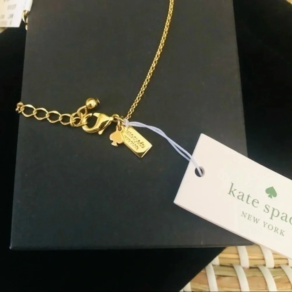 Kate Spade New York Crystal Pendant Necklace Gold Plated 16”+3” NWT